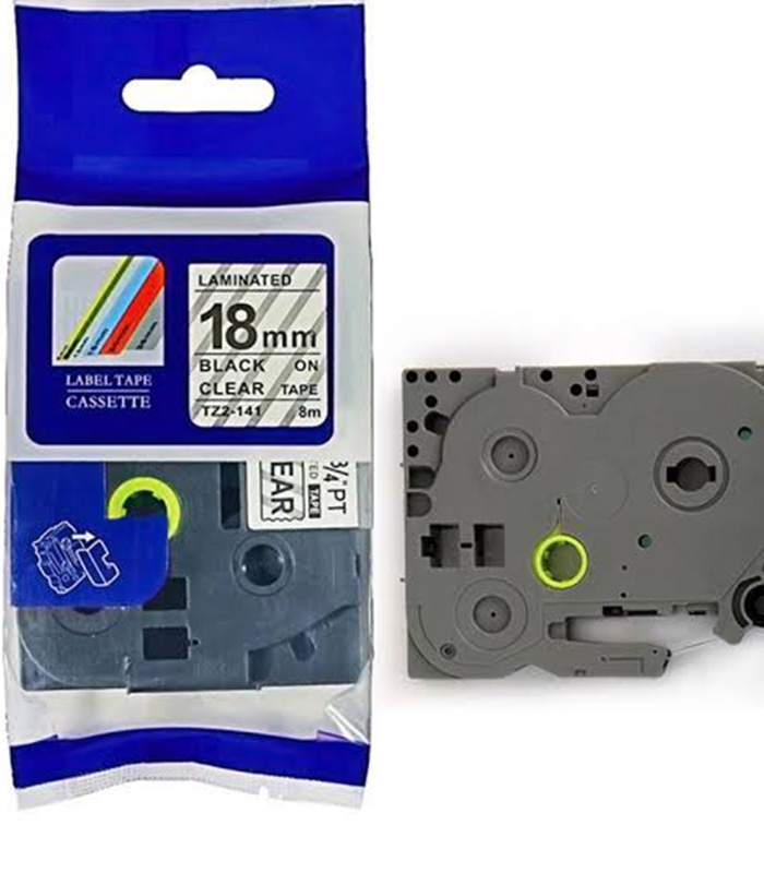 Brother 18mm x 8m Black on Clear Label Tape