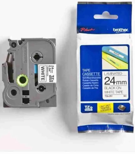 Brother 24mm x 8m Black on White Label Tape