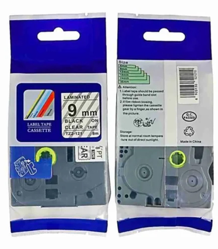 Brother 9mm x 8m Black on Clear Label Tape