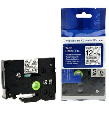 Brother Laminated 12mm Black on Clear Label Cartridge Compatible