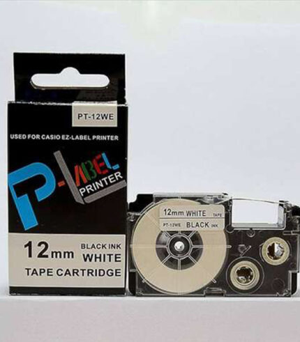 Casio 12mm x 8m Black on White Label Tape