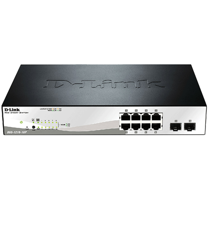 D-Link DGS-1210-10P 8-Port Gigabit PoE Smart Switch with 2 SFP Ports