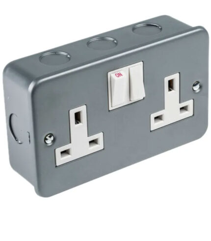 Powermax M406 13A 2 Gang Metallic Socket